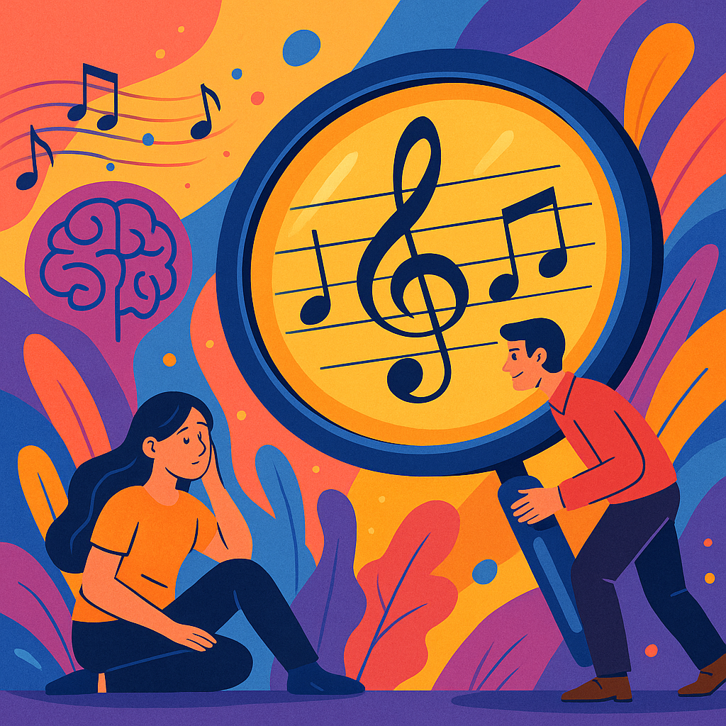 Visual representation of perfect pitch learning progress with feedback loops and skill development indicators