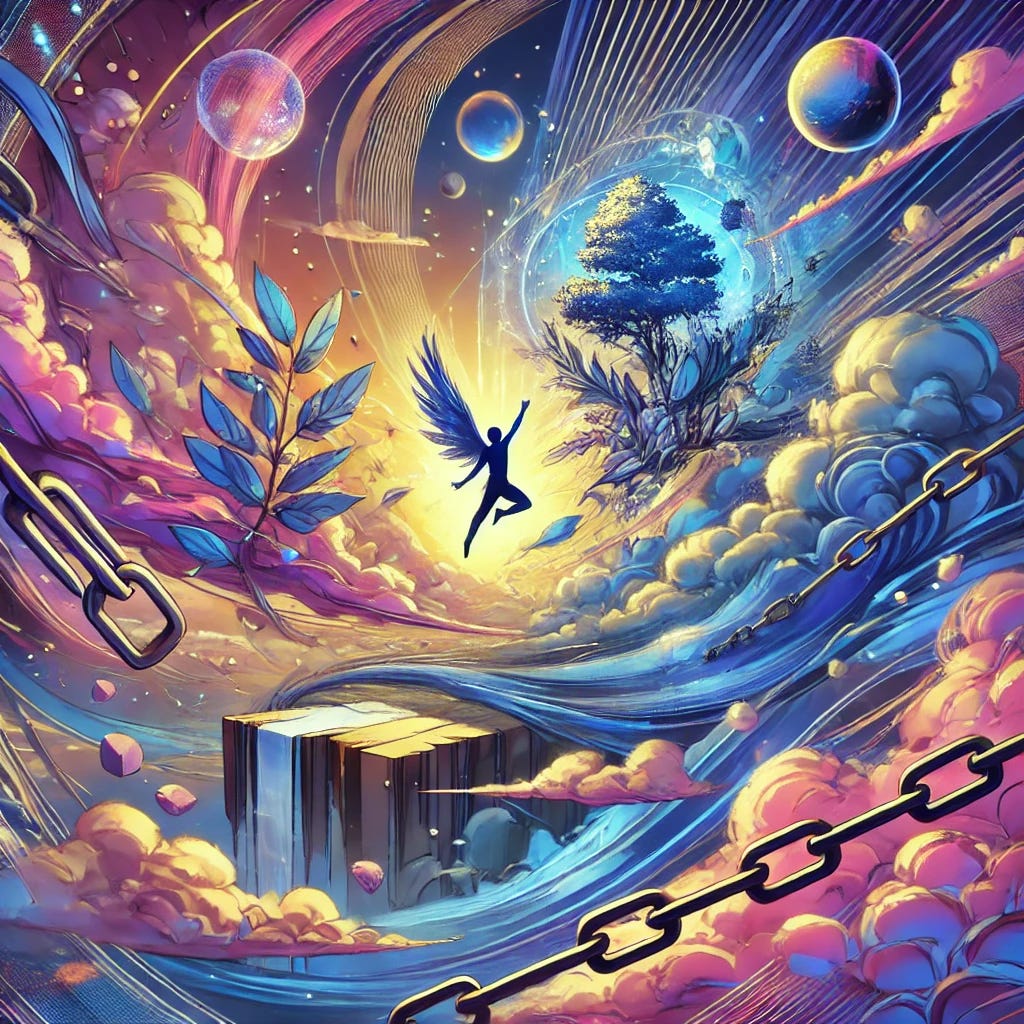 A historical illustration representing the concept of impossible ideas becoming reality, such as flight and electricity