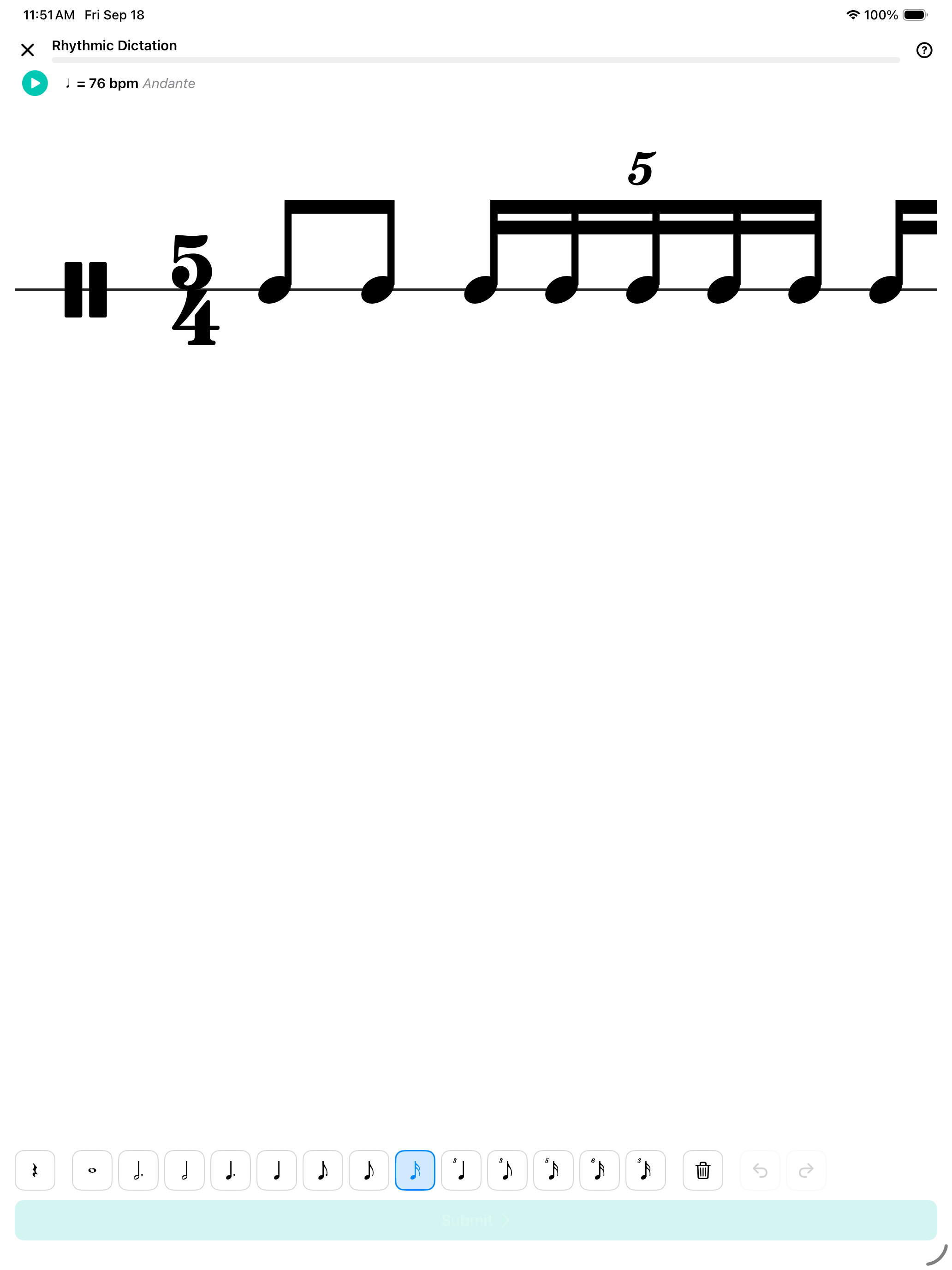 iPad Rhythmic Dictation