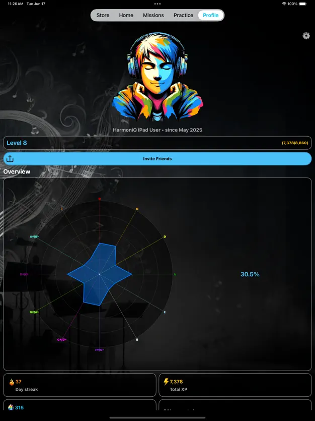 iPad Profile Screen