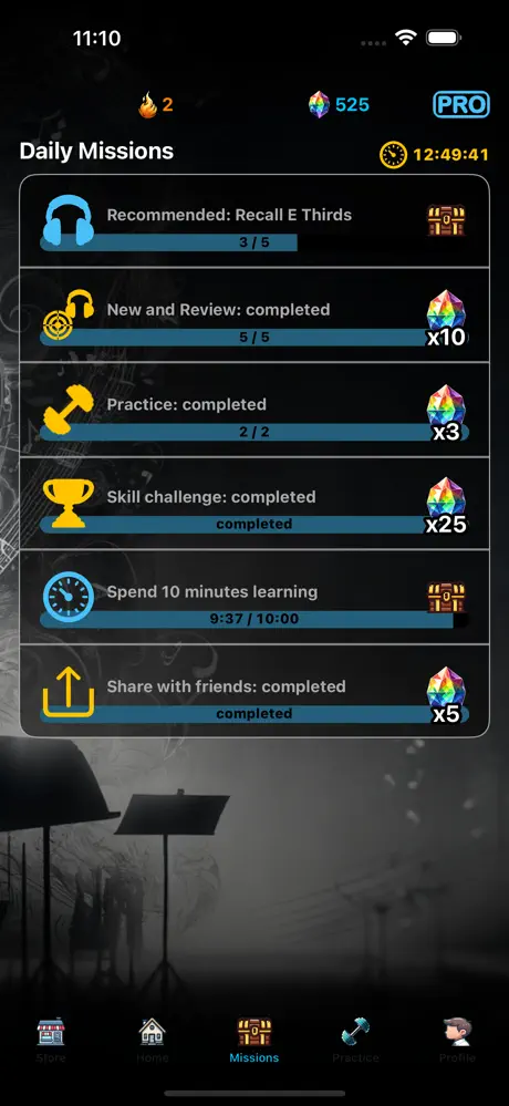 iPhone Daily Missions Screen